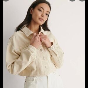 Zara Cropped Denim Jacket Tan